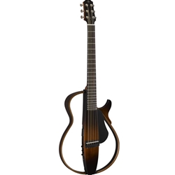 Yamaha SLG200S TBS Steel-String Silent guitar with reverb1, reverb2, echo, 1/4" headphone input, mahogany body with detachable rosewood/maple fram, mahogany neck with rosewood fingerboard, SRT piezo and powered preamp, gig bag, stereo headphones included; Tobacco Sunburst